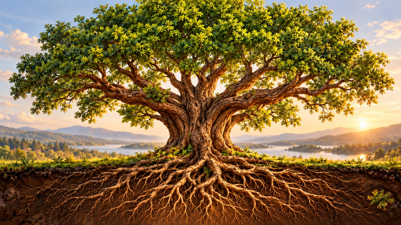 Family tree — deep roots, strong branches